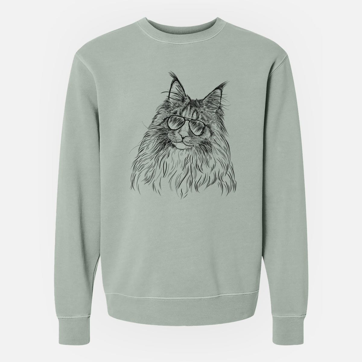 Aviator Kiki the Maine Coon Cat - Unisex Pigment Dyed Crew Sweatshirt