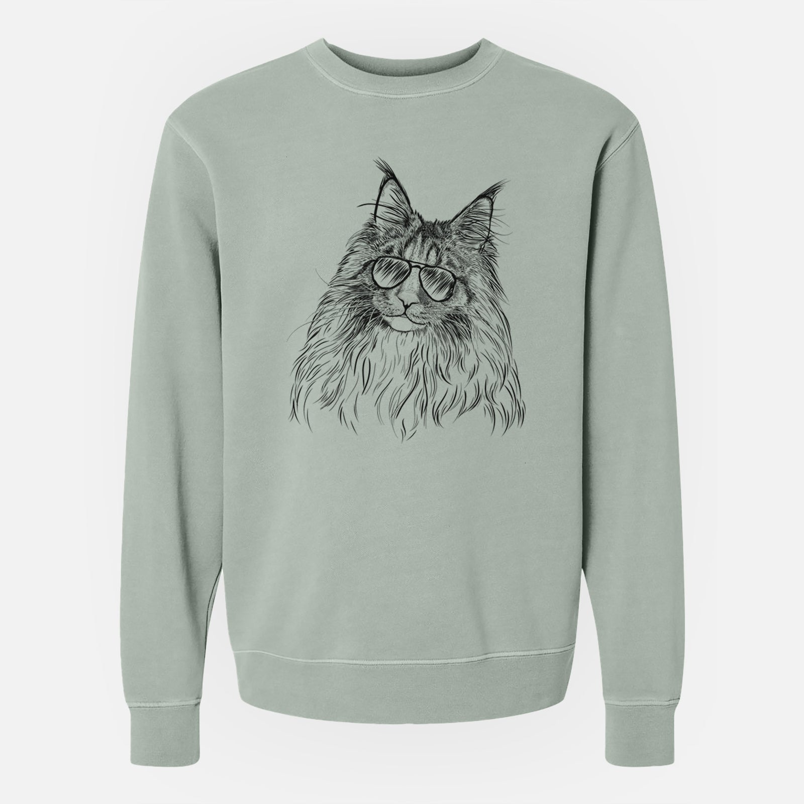 Aviator Kiki the Maine Coon Cat - Unisex Pigment Dyed Crew Sweatshirt