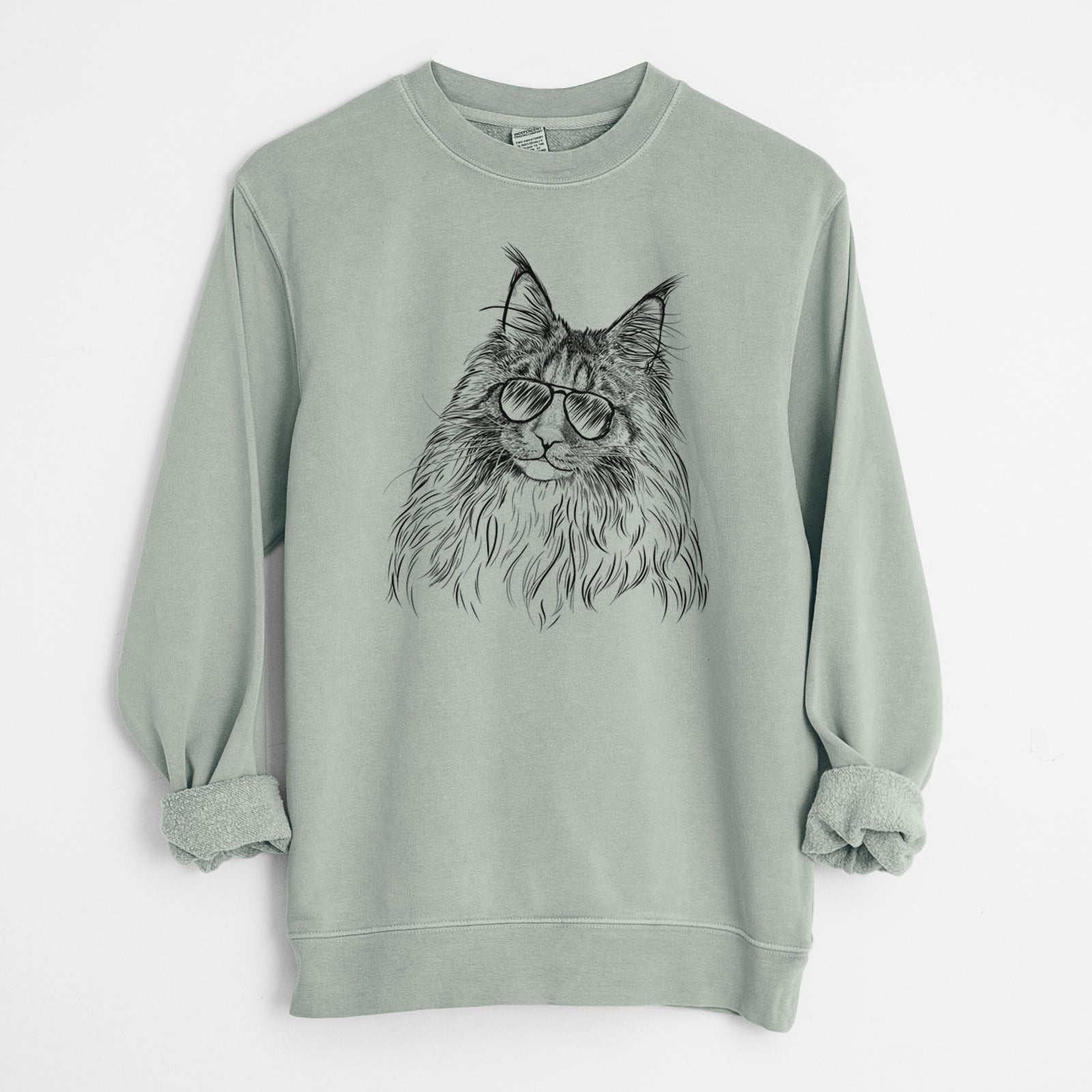Aviator Kiki the Maine Coon Cat - Unisex Pigment Dyed Crew Sweatshirt