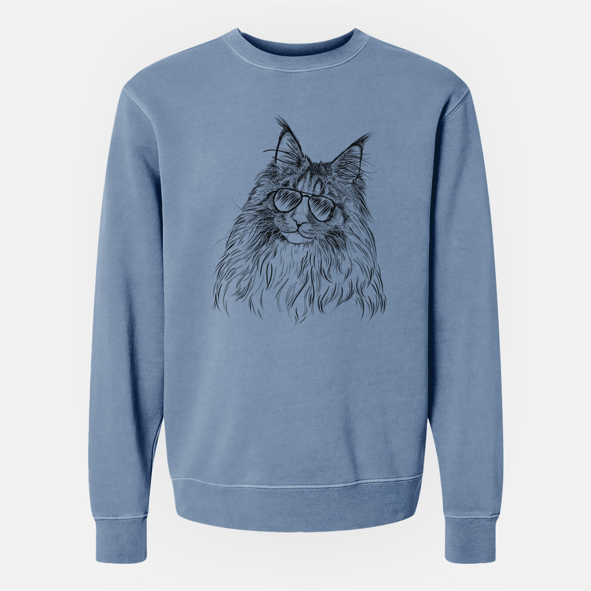 Aviator Kiki the Maine Coon Cat - Unisex Pigment Dyed Crew Sweatshirt
