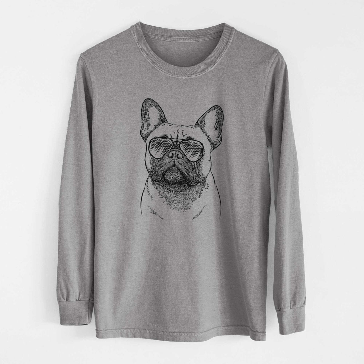 Aviator Kingsleigh the French Bulldog - Men's Heavyweight 100% Cotton Long Sleeve