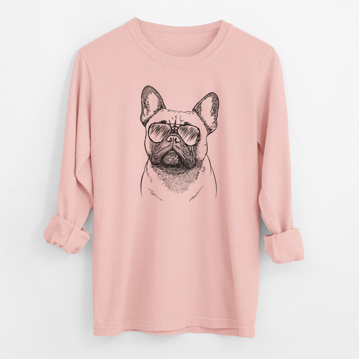 Aviator Kingsleigh the French Bulldog - Men's Heavyweight 100% Cotton Long Sleeve