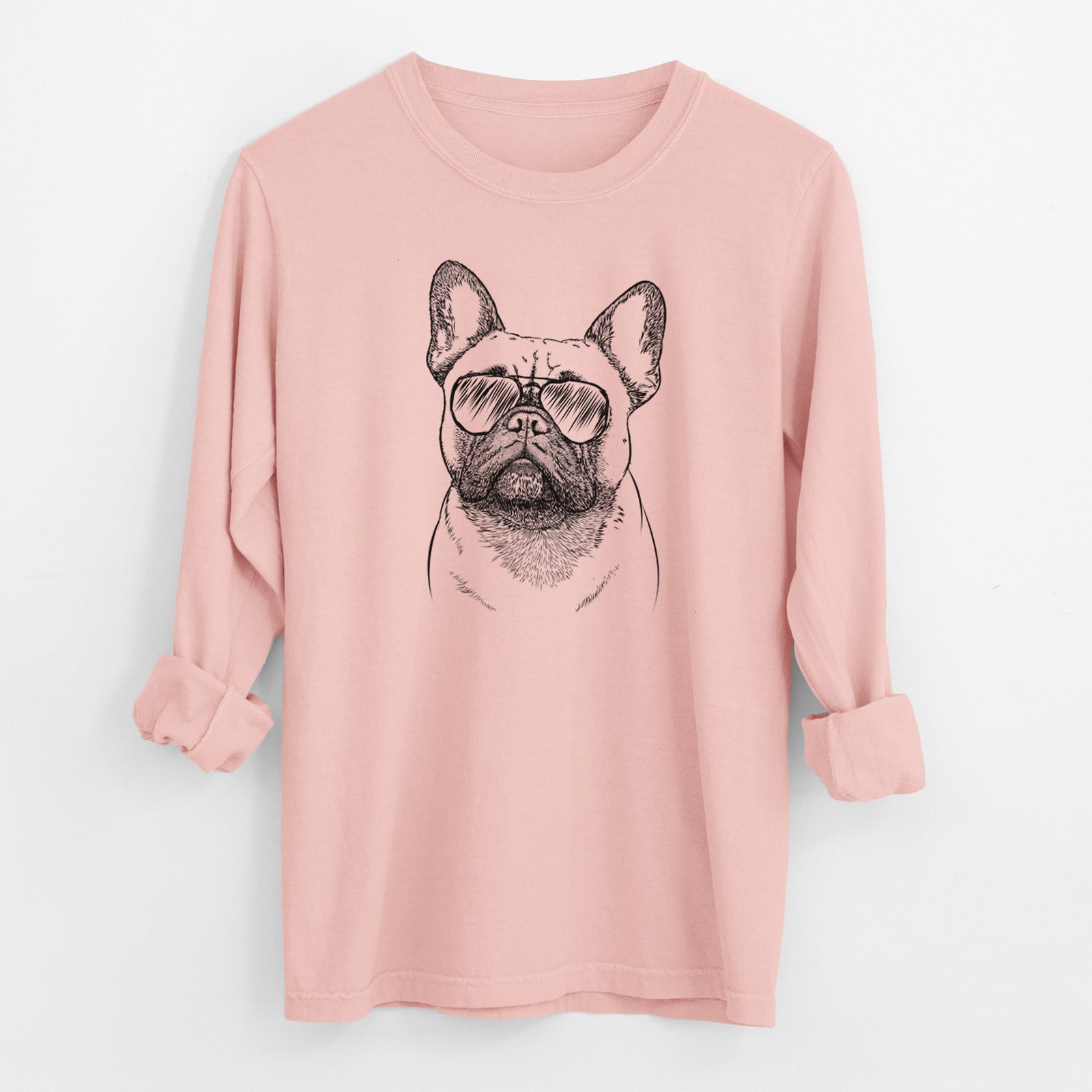 Aviator Kingsleigh the French Bulldog - Men's Heavyweight 100% Cotton Long Sleeve