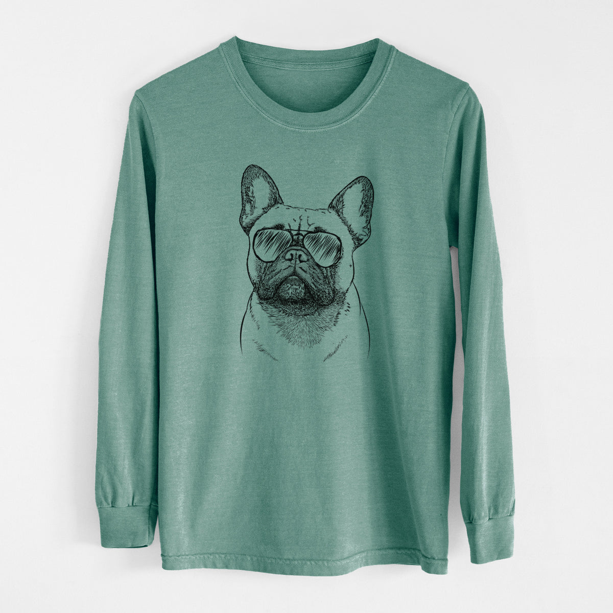 Aviator Kingsleigh the French Bulldog - Men's Heavyweight 100% Cotton Long Sleeve