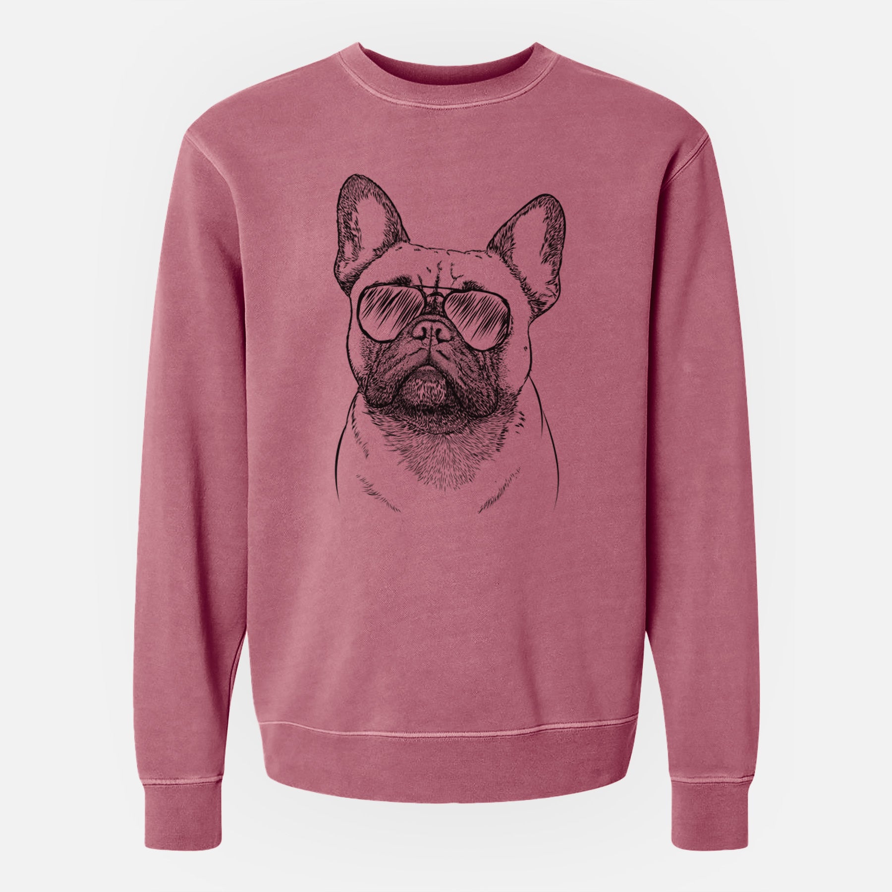 Aviator Kingsleigh the French Bulldog - Unisex Pigment Dyed Crew Sweatshirt