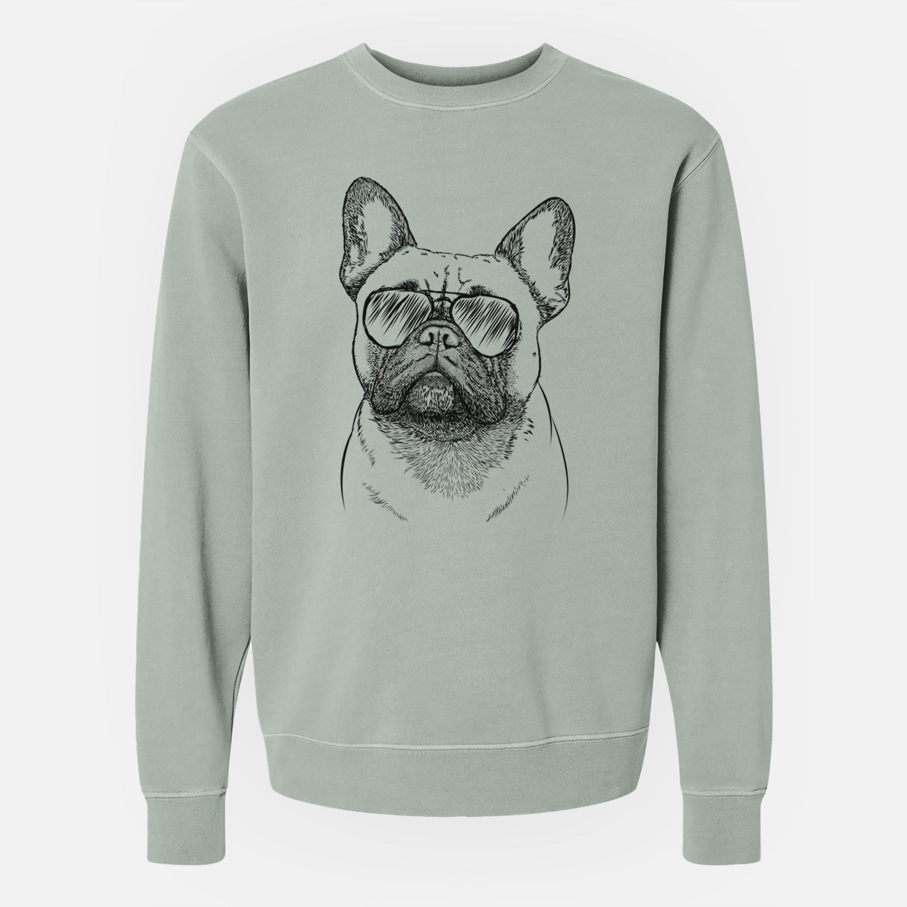 Aviator Kingsleigh the French Bulldog - Unisex Pigment Dyed Crew Sweatshirt