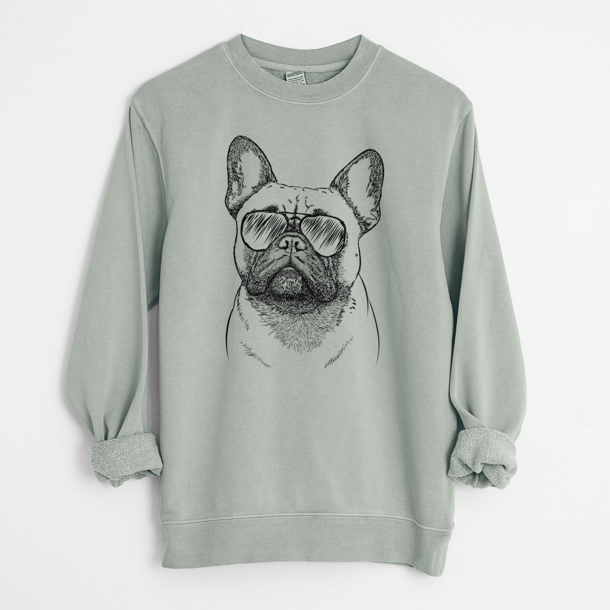 Aviator Kingsleigh the French Bulldog - Unisex Pigment Dyed Crew Sweatshirt