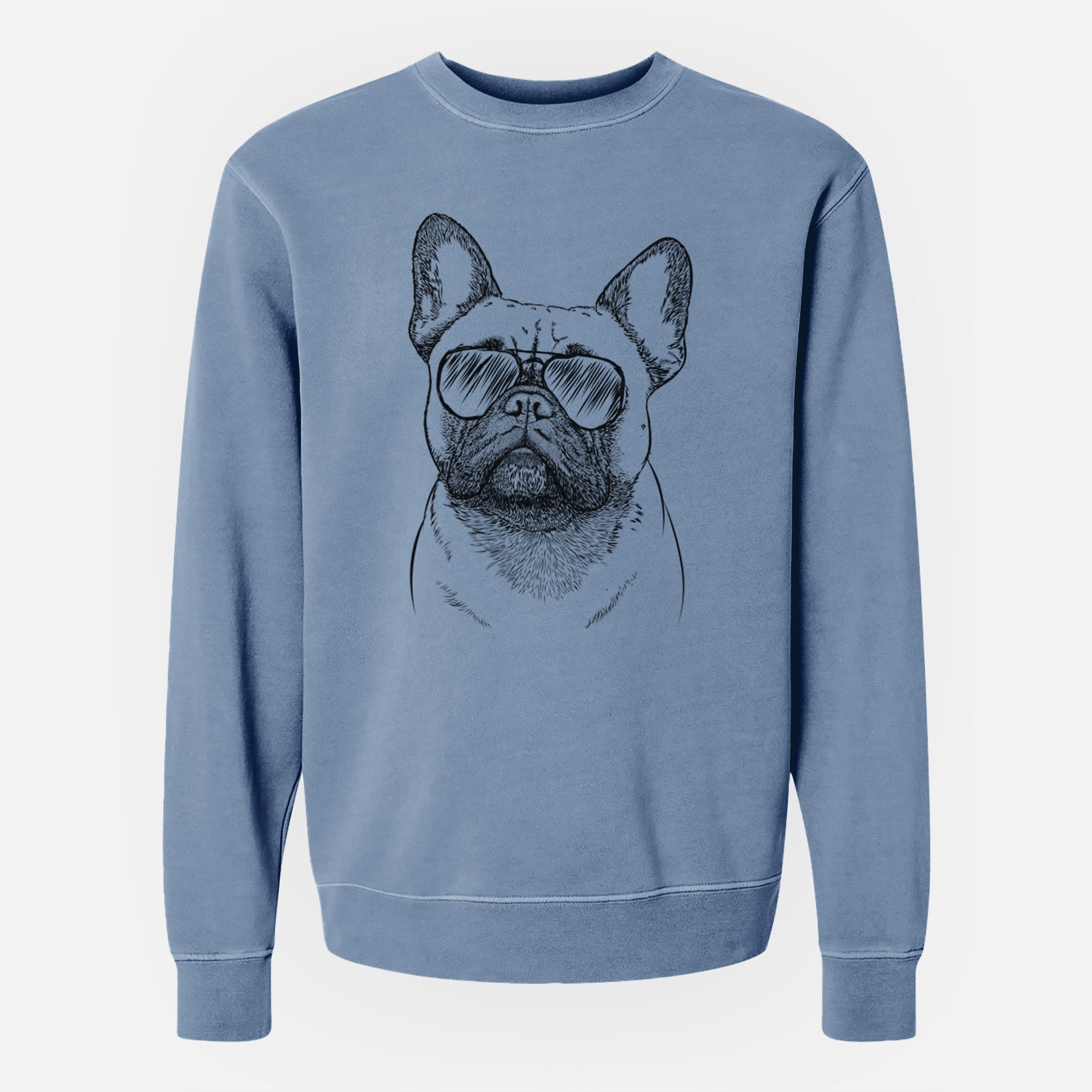 Aviator Kingsleigh the French Bulldog - Unisex Pigment Dyed Crew Sweatshirt