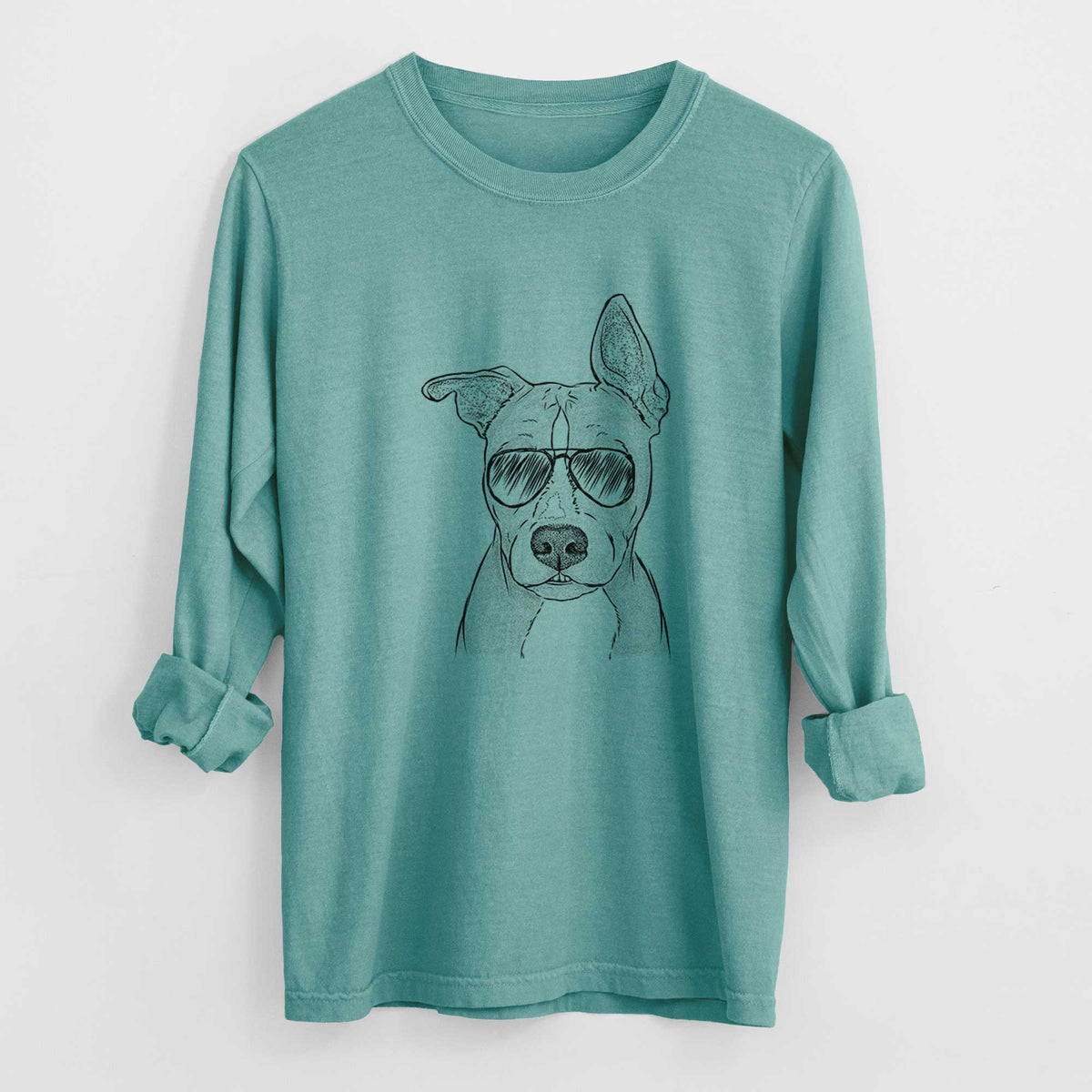 Aviator Kisses the Pitbull - Men's Heavyweight 100% Cotton Long Sleeve