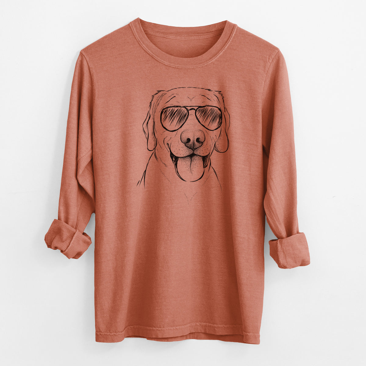 Aviator Klay the Labrador Retriever - Men's Heavyweight 100% Cotton Long Sleeve