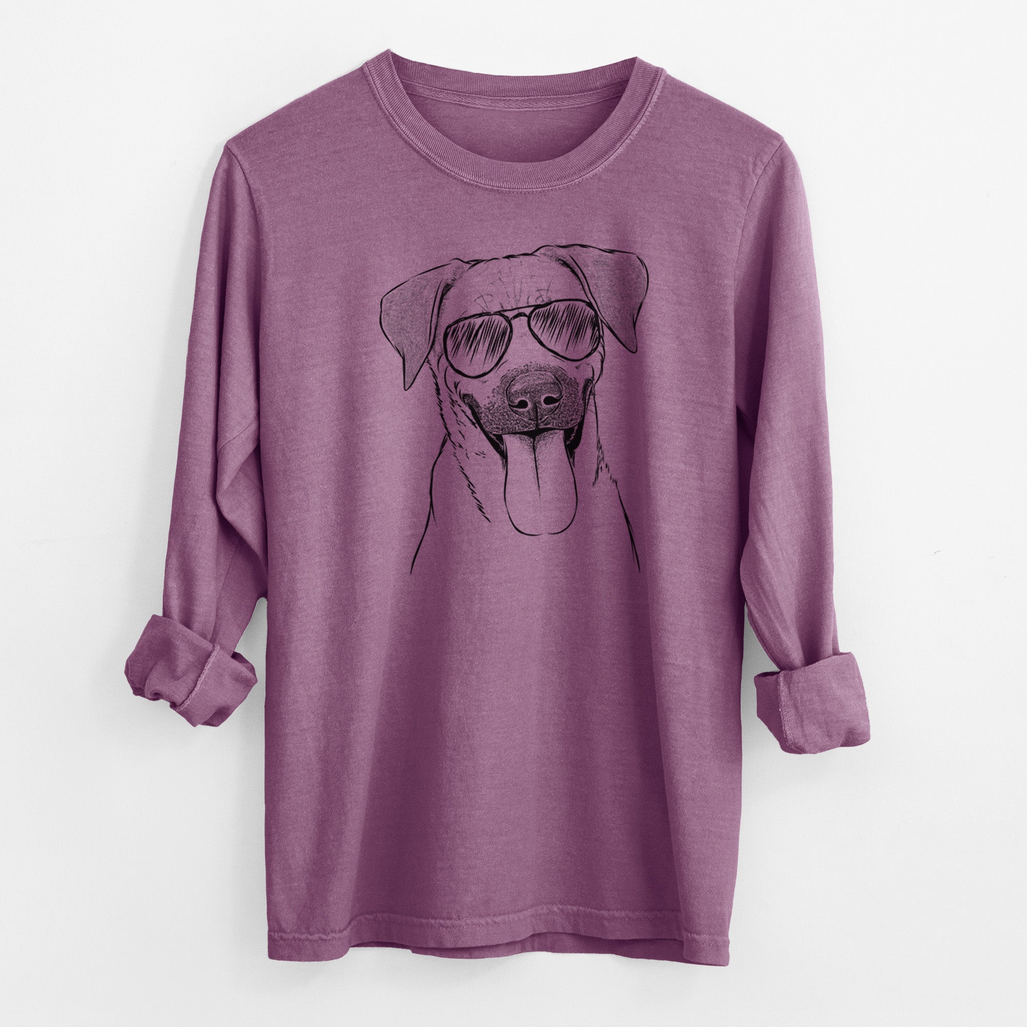 Aviator Koda the Black Mouth Cur - Men's Heavyweight 100% Cotton Long Sleeve