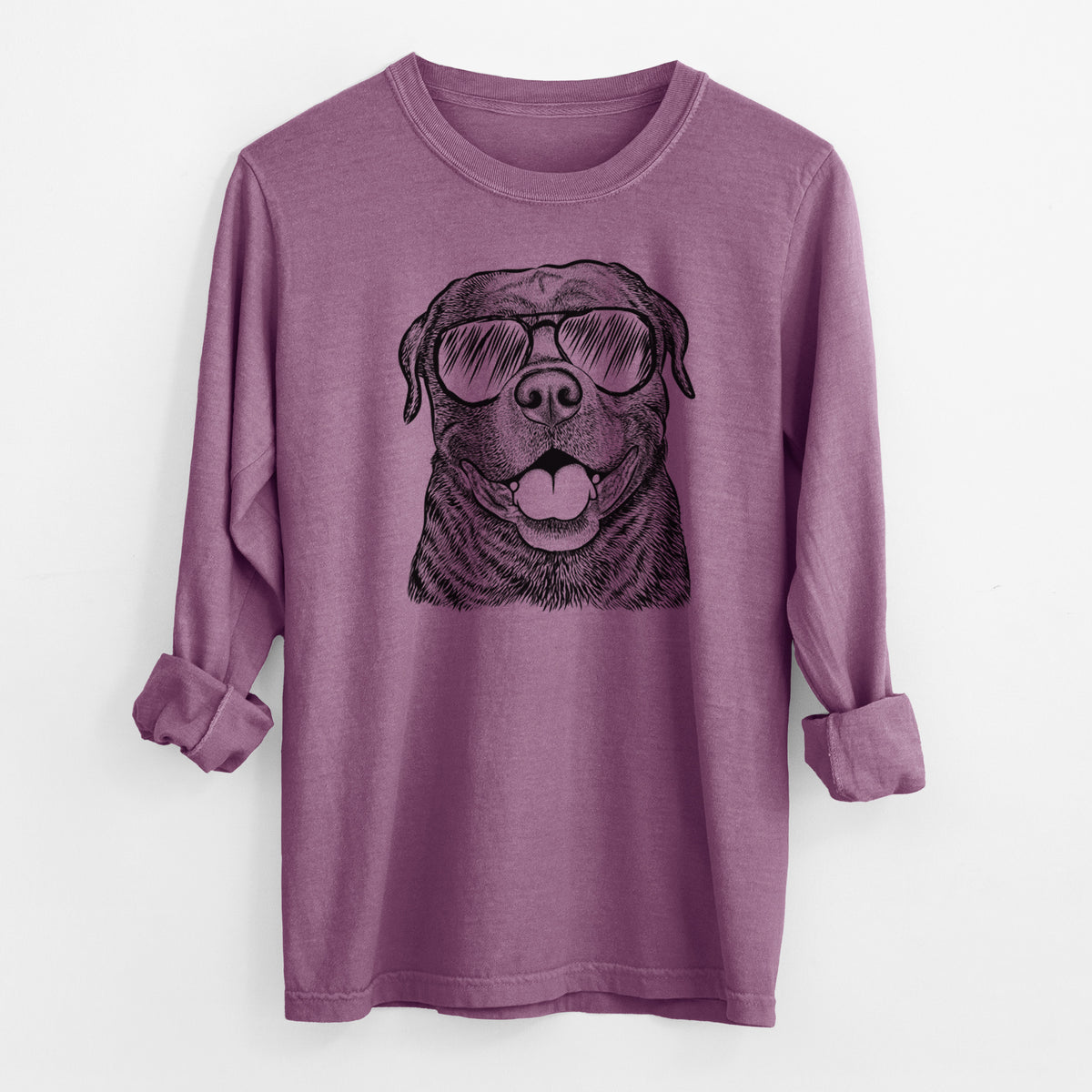 Aviator Kojak the Rottweiler - Men's Heavyweight 100% Cotton Long Sleeve