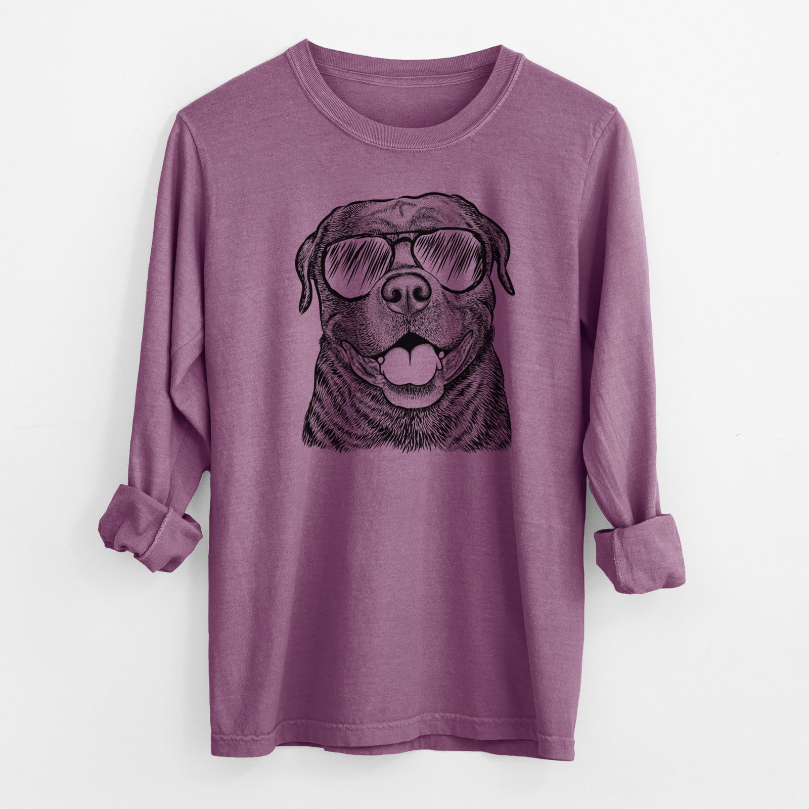 Aviator Kojak the Rottweiler - Men's Heavyweight 100% Cotton Long Sleeve