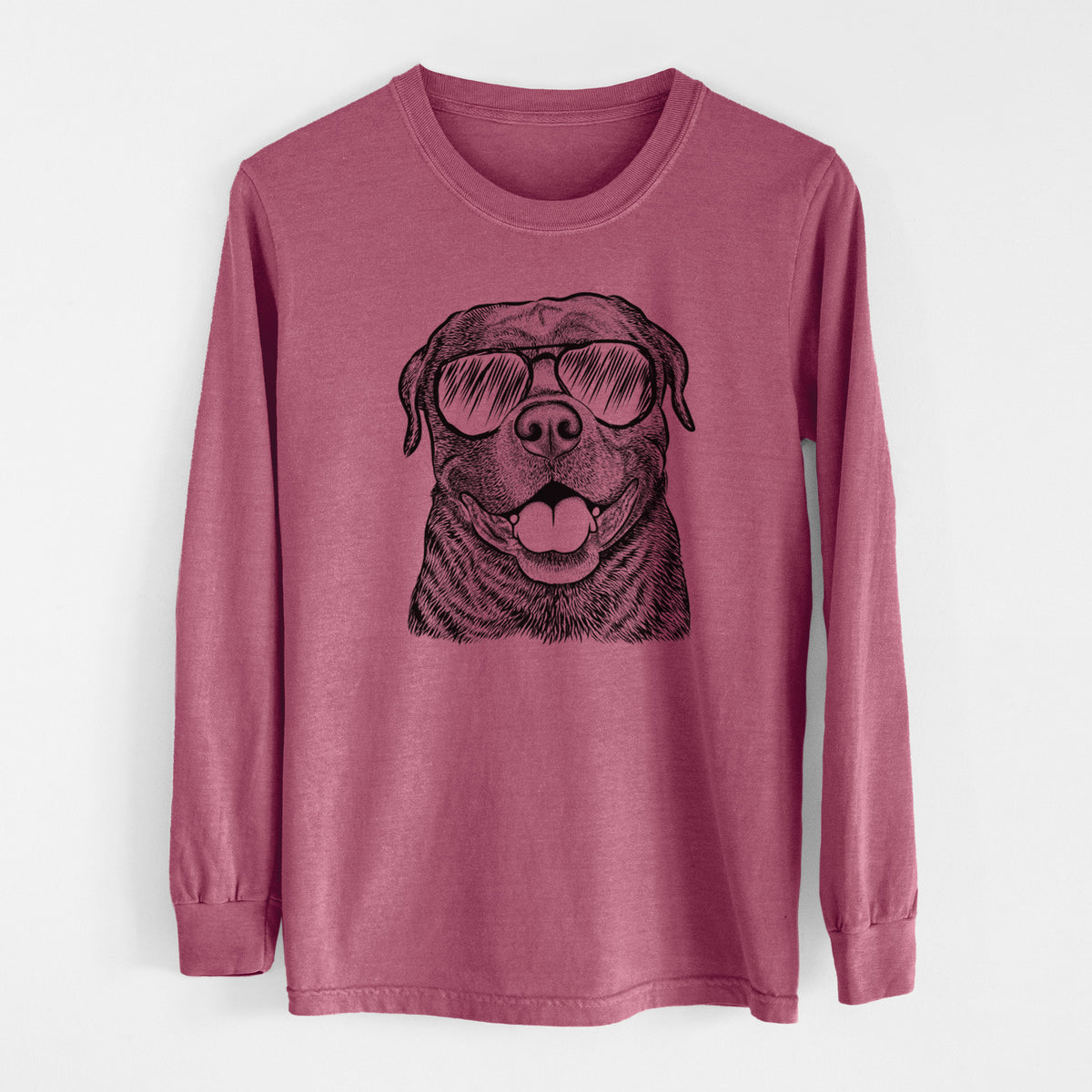 Aviator Kojak the Rottweiler - Men's Heavyweight 100% Cotton Long Sleeve