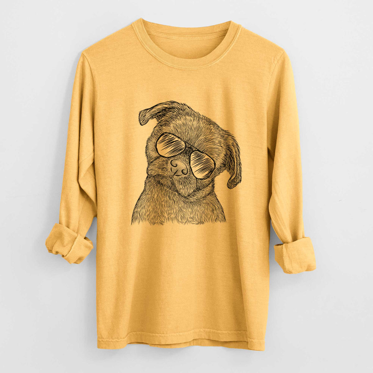 Aviator Koko the Shih Tzu - Men's Heavyweight 100% Cotton Long Sleeve