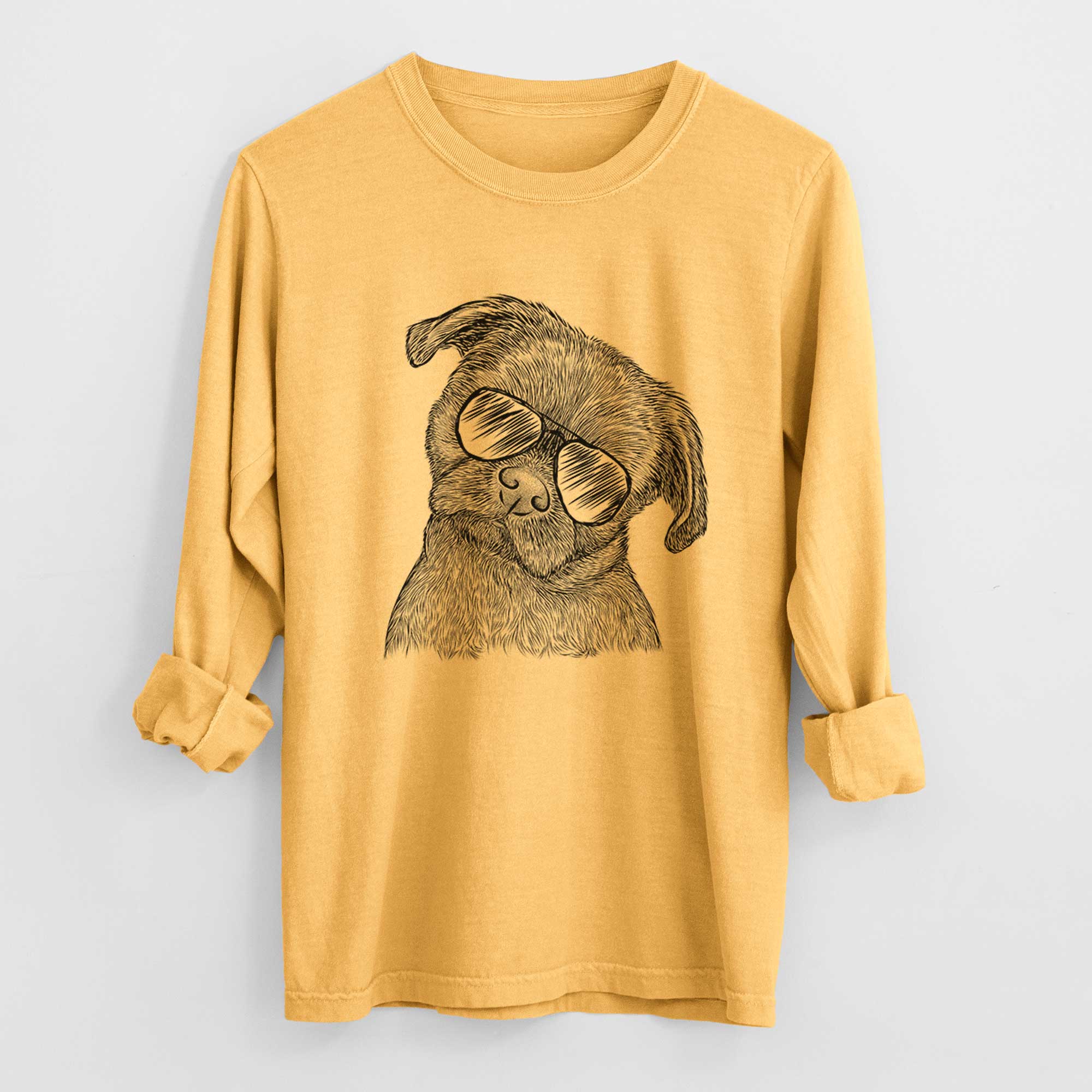 Aviator Koko the Shih Tzu - Men's Heavyweight 100% Cotton Long Sleeve