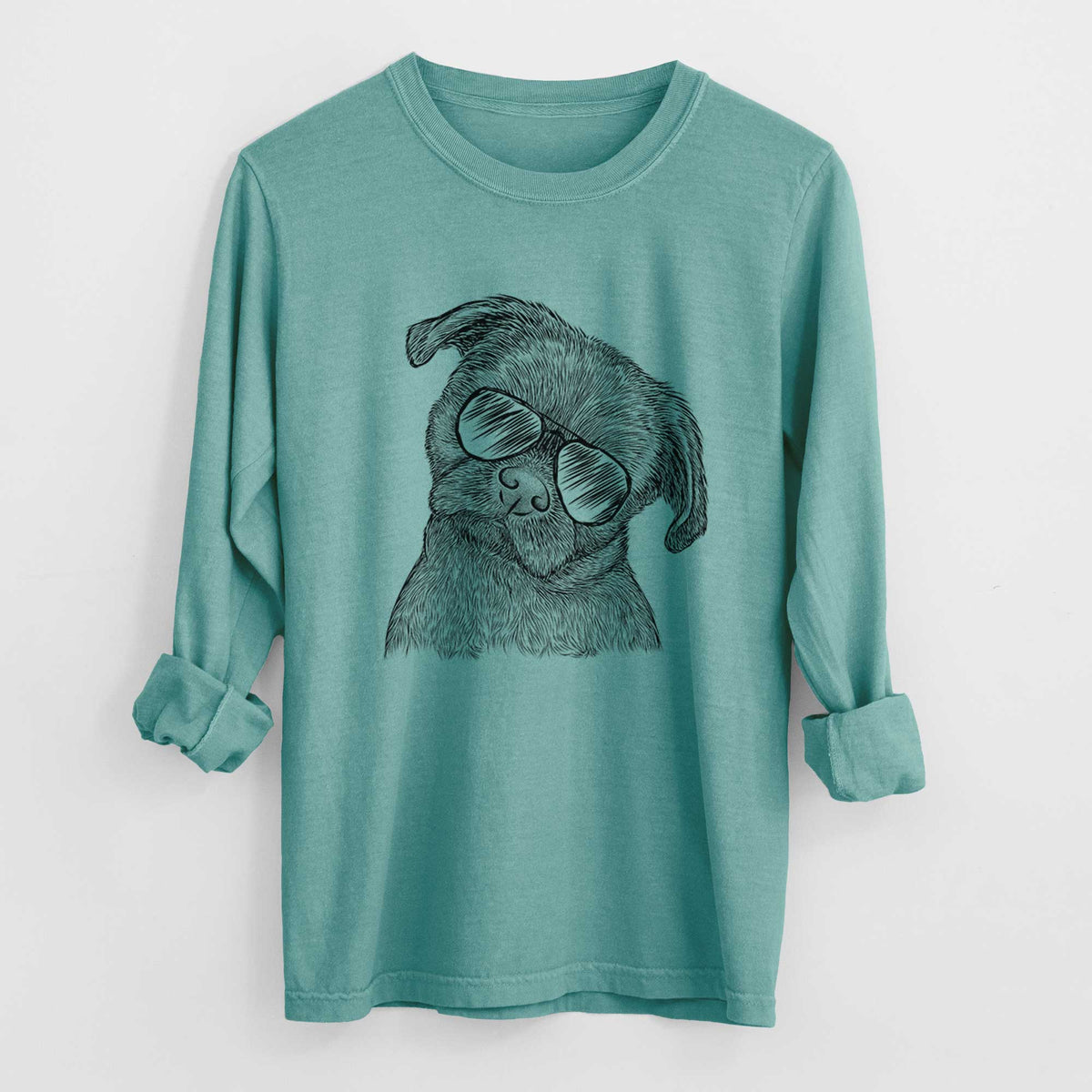Aviator Koko the Shih Tzu - Men's Heavyweight 100% Cotton Long Sleeve