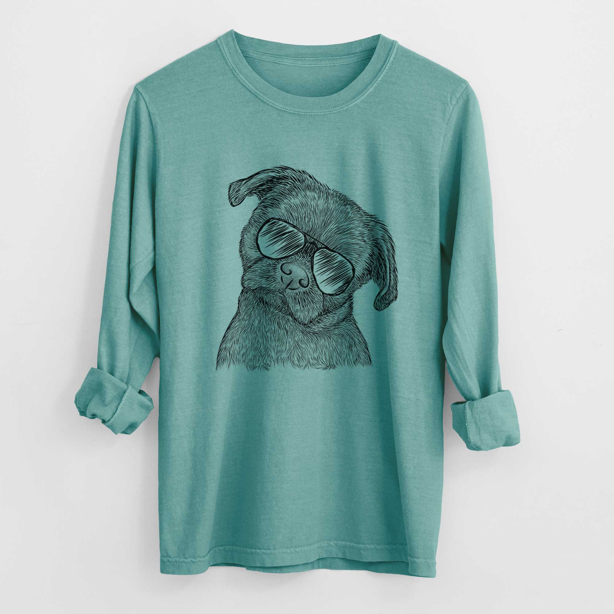 Aviator Koko the Shih Tzu - Men's Heavyweight 100% Cotton Long Sleeve