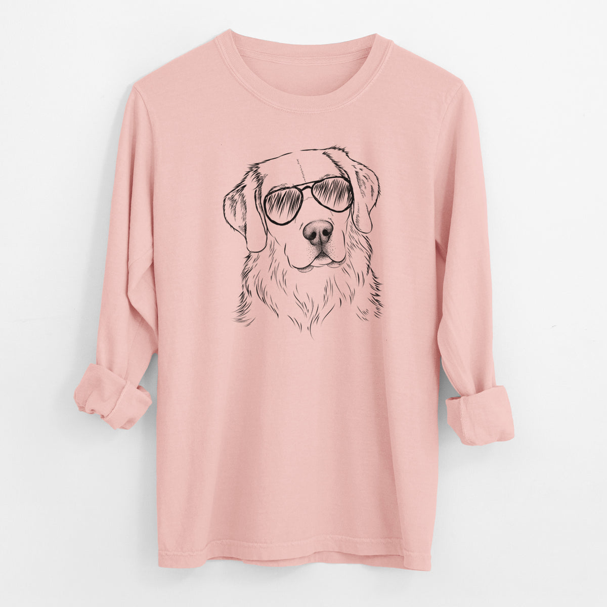 Aviator Kula the Golden Retriever - Men's Heavyweight 100% Cotton Long Sleeve