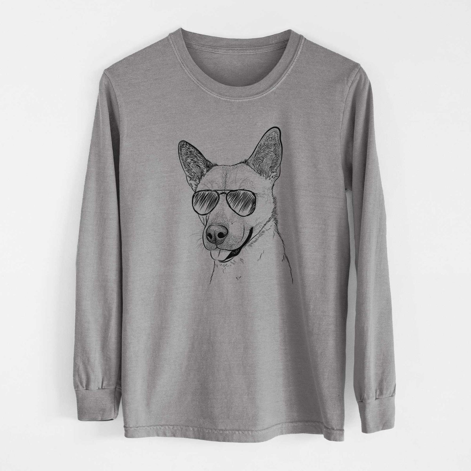 Aviator Kulfi the Jindo Shiba Inu Mix - Men's Heavyweight 100% Cotton Long Sleeve