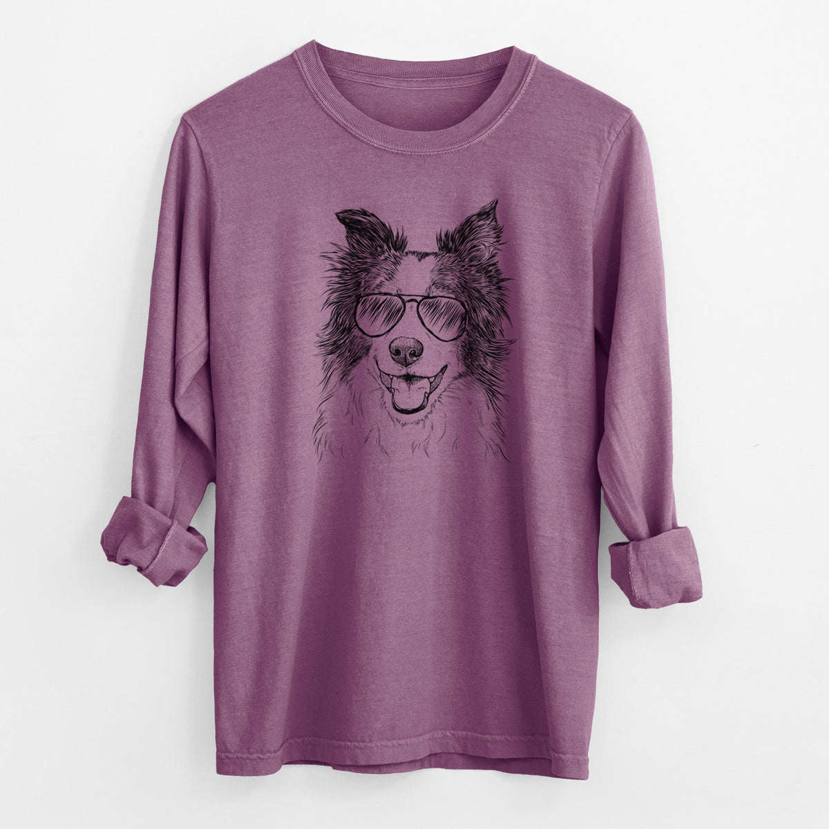Aviator Kylee the Border Collie - Men's Heavyweight 100% Cotton Long Sleeve