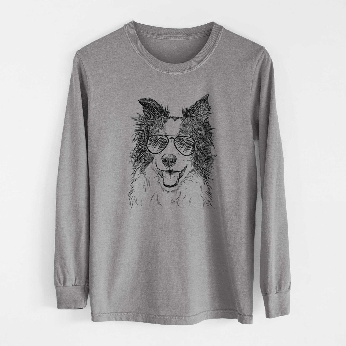 Aviator Kylee the Border Collie - Men's Heavyweight 100% Cotton Long Sleeve