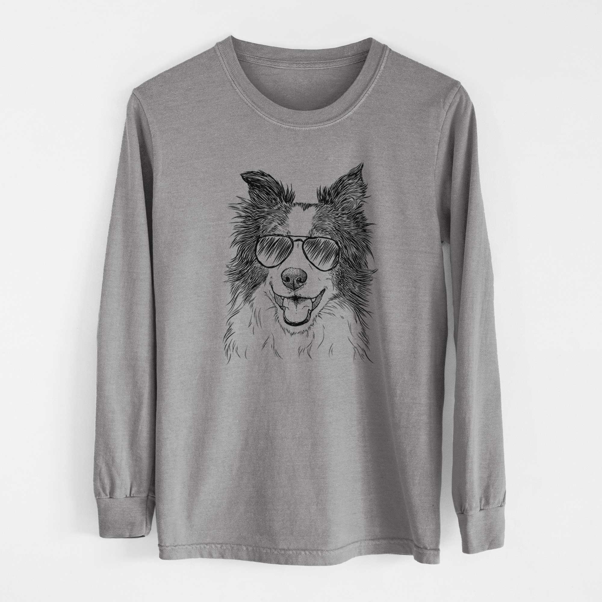 Aviator Kylee the Border Collie - Men's Heavyweight 100% Cotton Long Sleeve