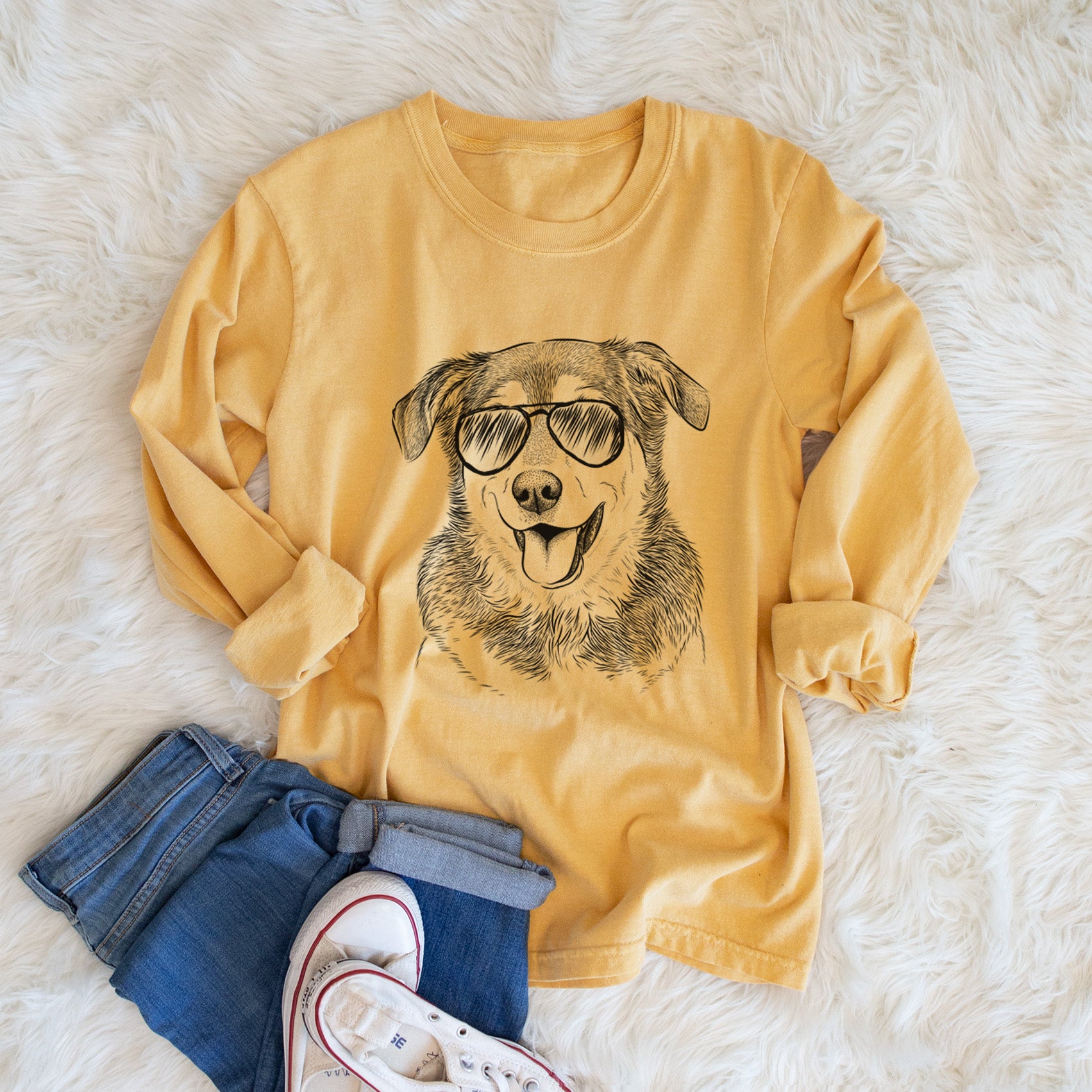 Aviators Lance the Lab/Shepherd Mix - Heavyweight 100% Cotton Long Sleeve