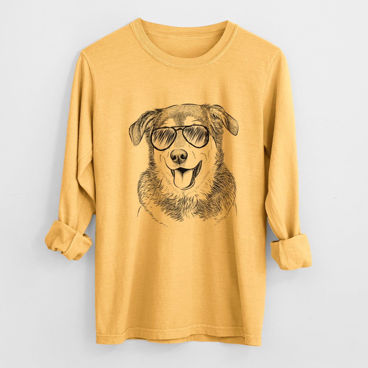 Aviator Lance the Lab/Shepherd Mix - Men's Heavyweight 100% Cotton Long Sleeve