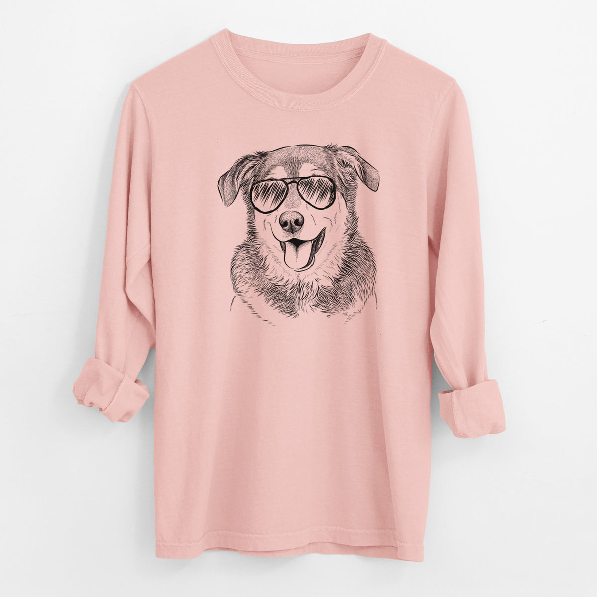 Aviator Lance the Lab/Shepherd Mix - Men's Heavyweight 100% Cotton Long Sleeve
