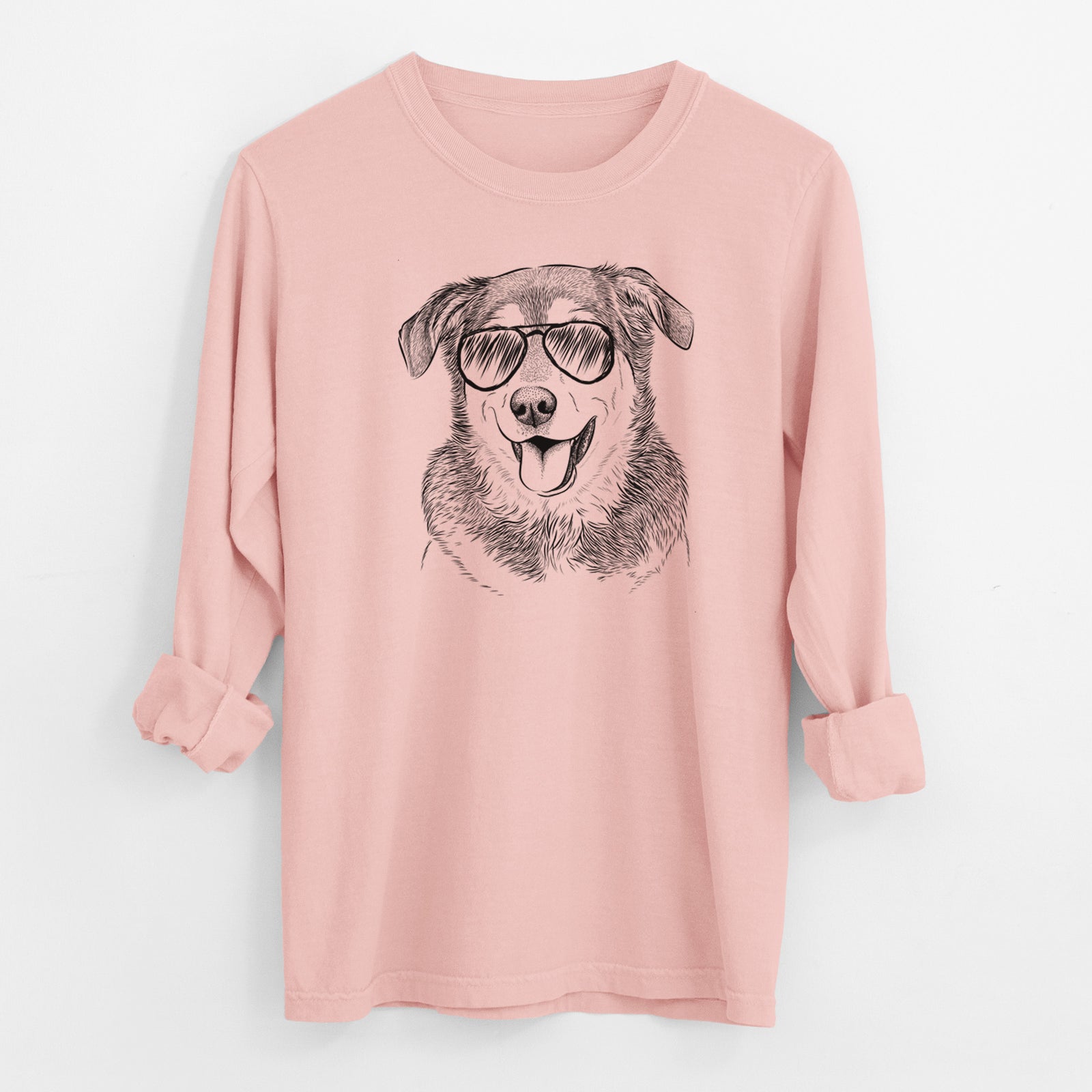 Aviator Lance the Lab/Shepherd Mix - Men's Heavyweight 100% Cotton Long Sleeve
