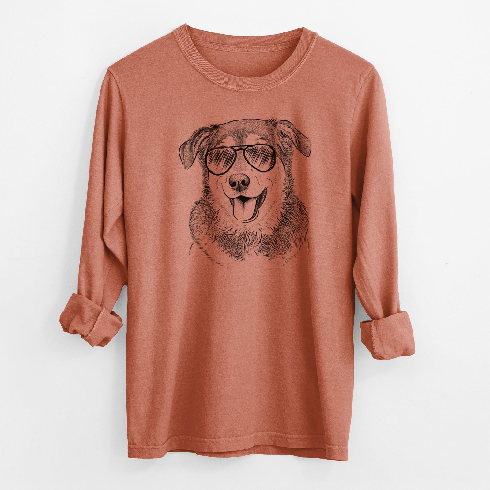 Aviator Lance the Lab/Shepherd Mix - Men's Heavyweight 100% Cotton Long Sleeve