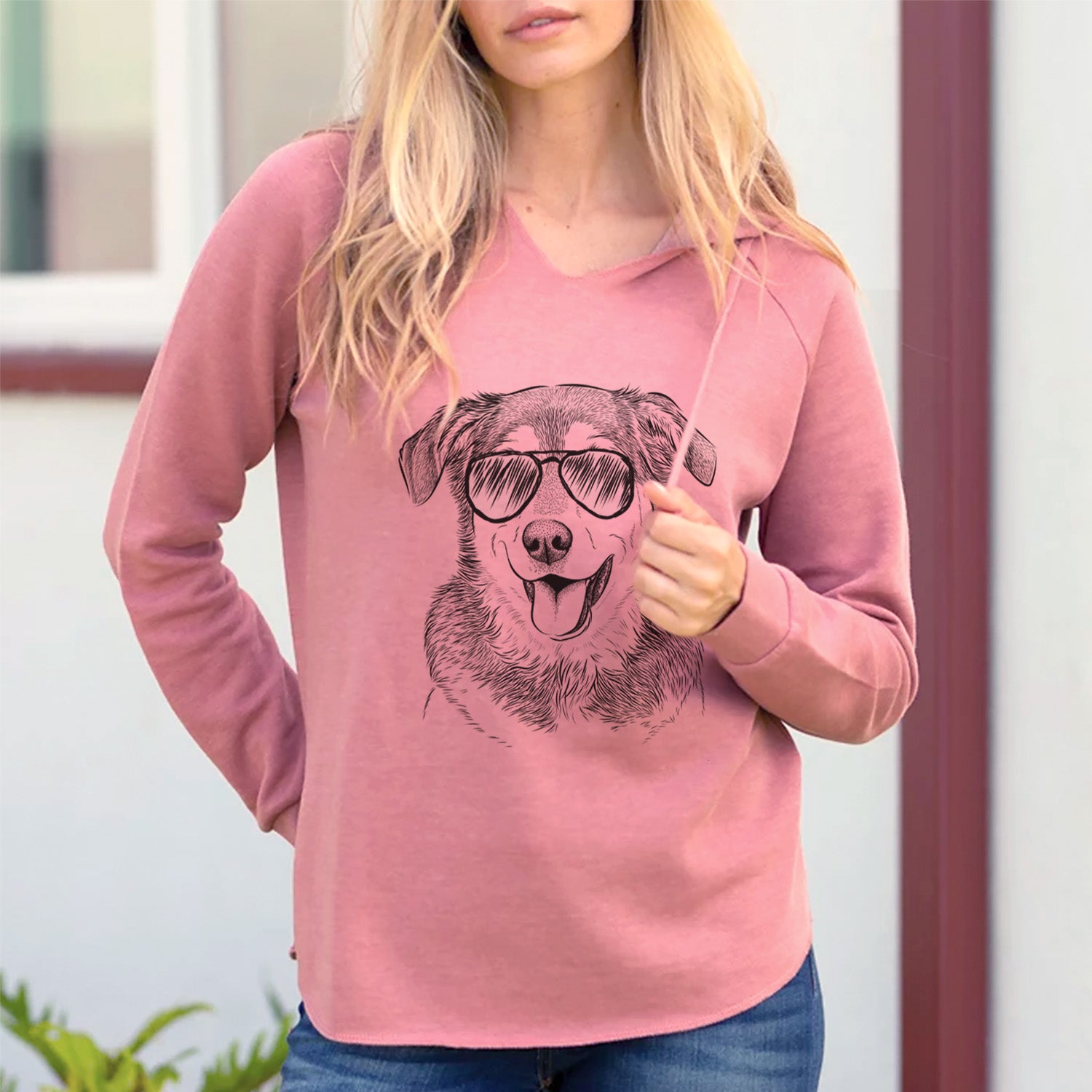 Aviator Lance the Lab/Shepherd Mix - Cali Wave Hooded Sweatshirt