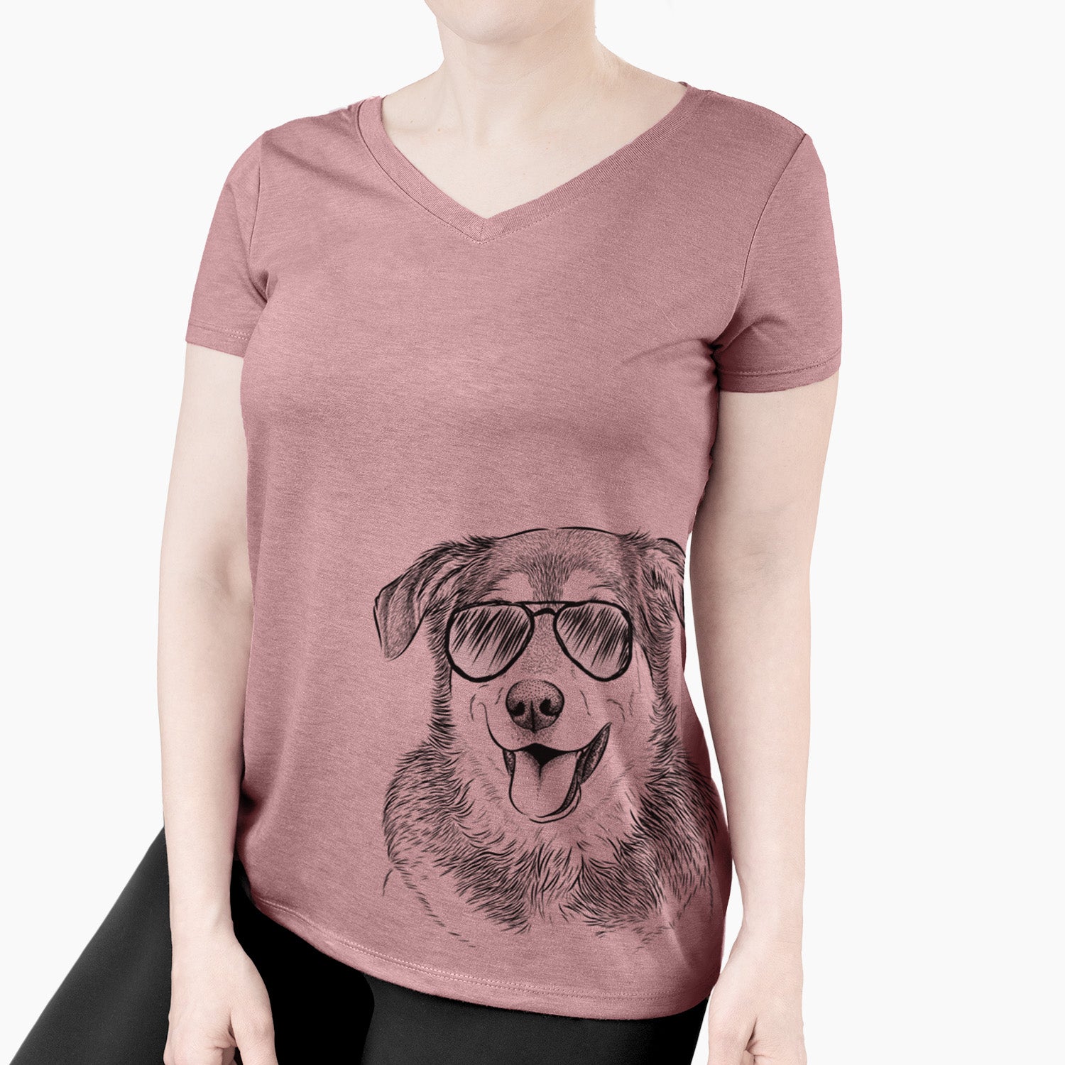 Aviator Lance the Lab/Shepherd Mix - Women's V-neck Shirt