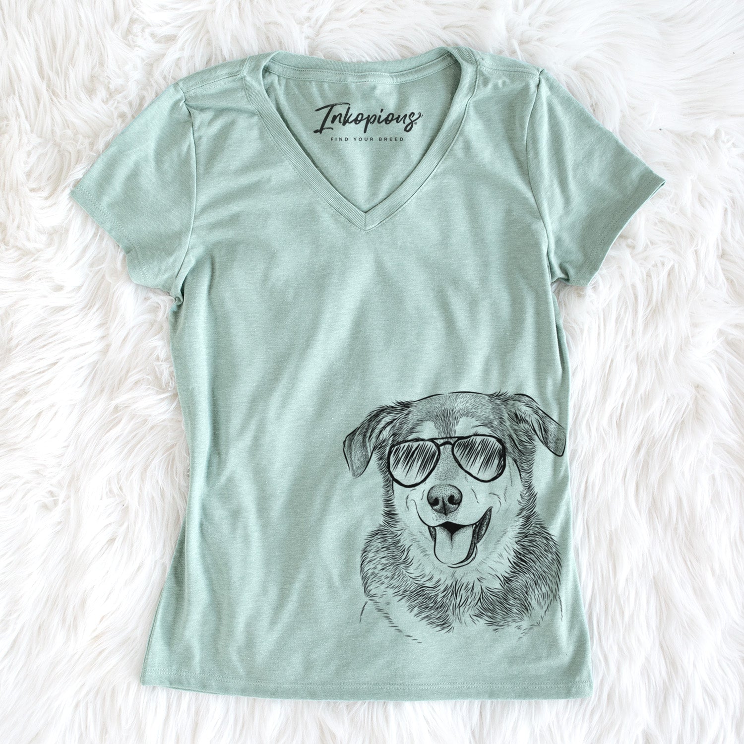 Aviator Lance the Lab/Shepherd Mix - Women's V-neck Shirt