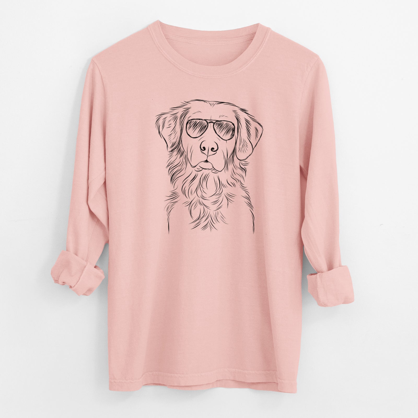 Aviator Linden the Golden Retriever - Men's Heavyweight 100% Cotton Long Sleeve