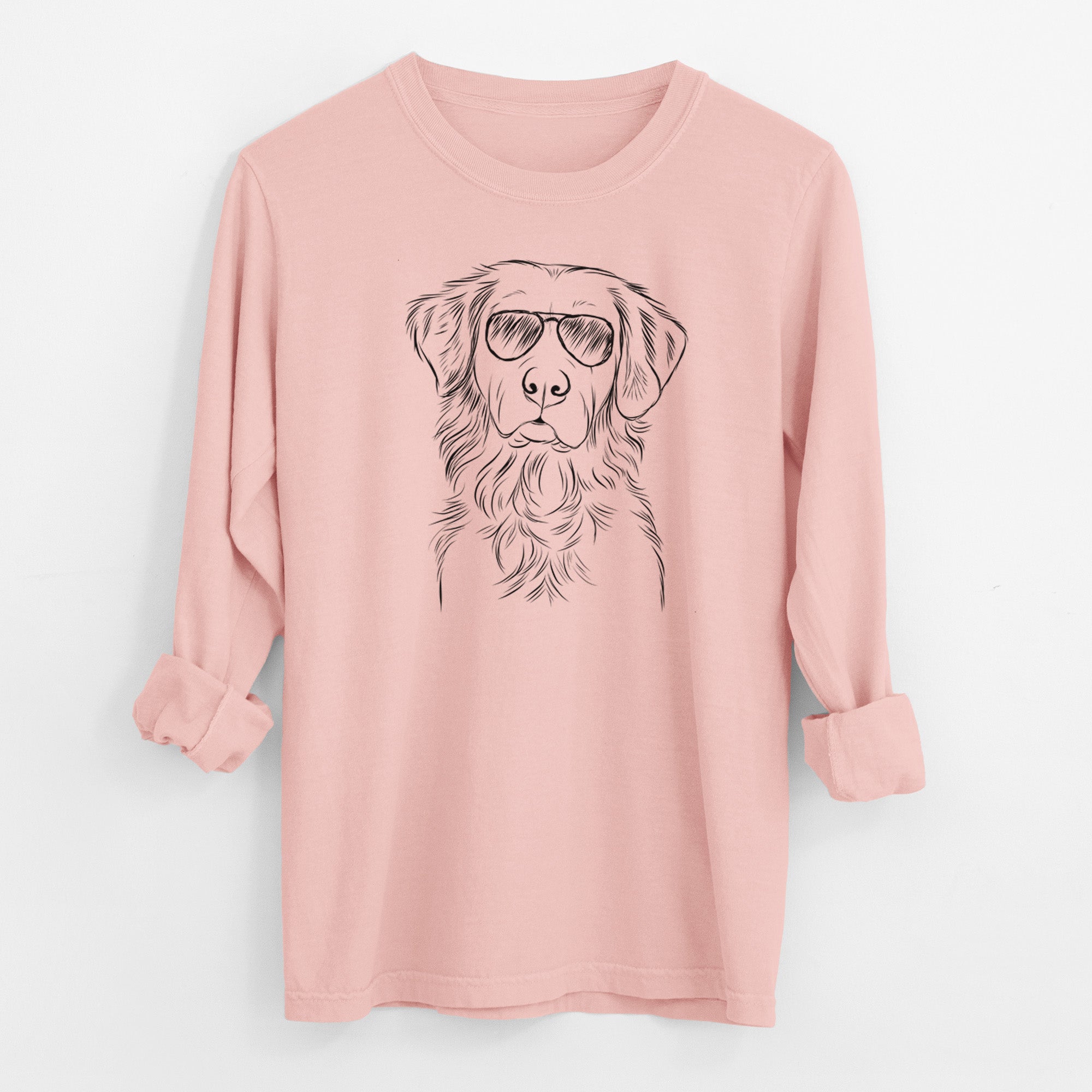 Aviator Linden the Golden Retriever - Men's Heavyweight 100% Cotton Long Sleeve