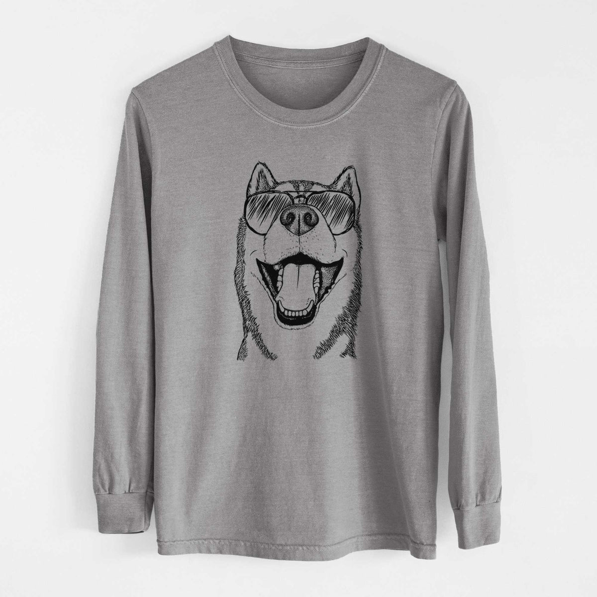 Aviator Little Country the Siberian Husky - Men's Heavyweight 100% Cotton Long Sleeve