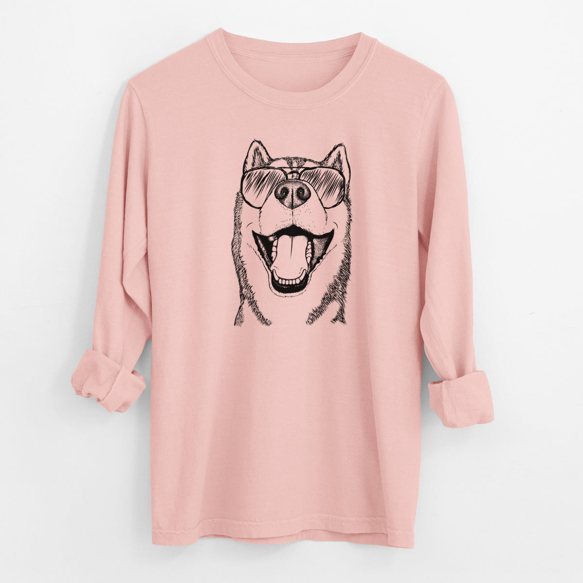 Aviator Little Country the Siberian Husky - Men's Heavyweight 100% Cotton Long Sleeve