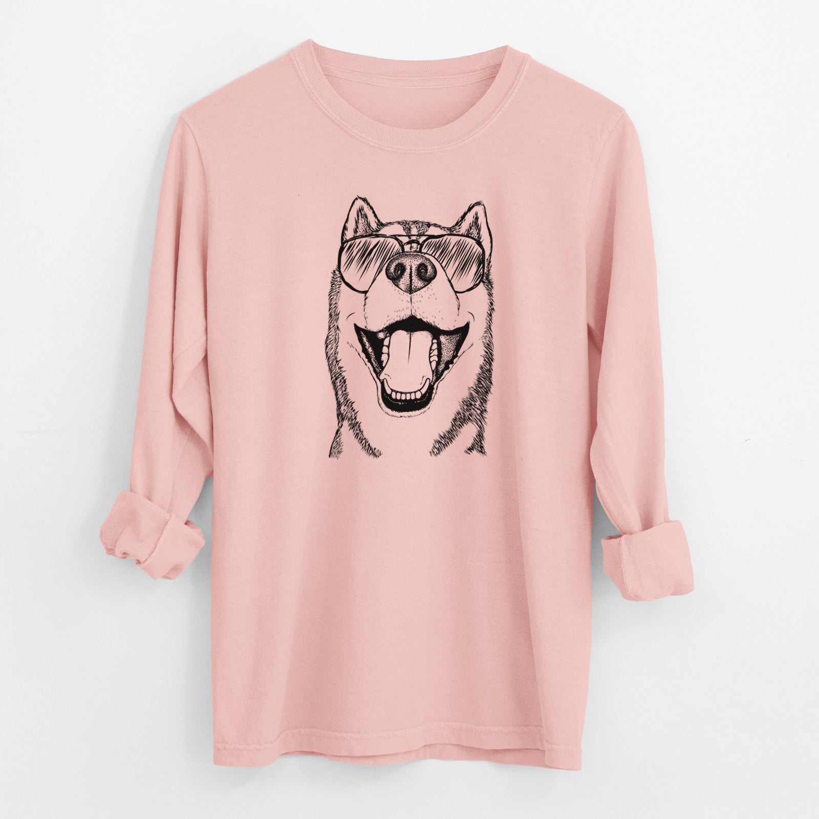 Aviator Little Country the Siberian Husky - Men's Heavyweight 100% Cotton Long Sleeve