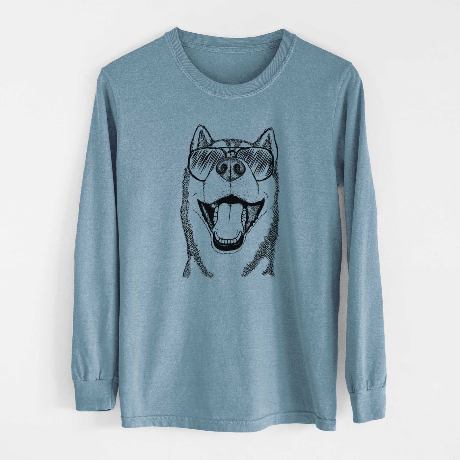 Aviator Little Country the Siberian Husky - Men's Heavyweight 100% Cotton Long Sleeve