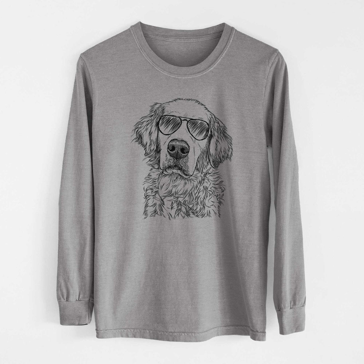 Aviator Loganator the Golden Retriever - Men's Heavyweight 100% Cotton Long Sleeve
