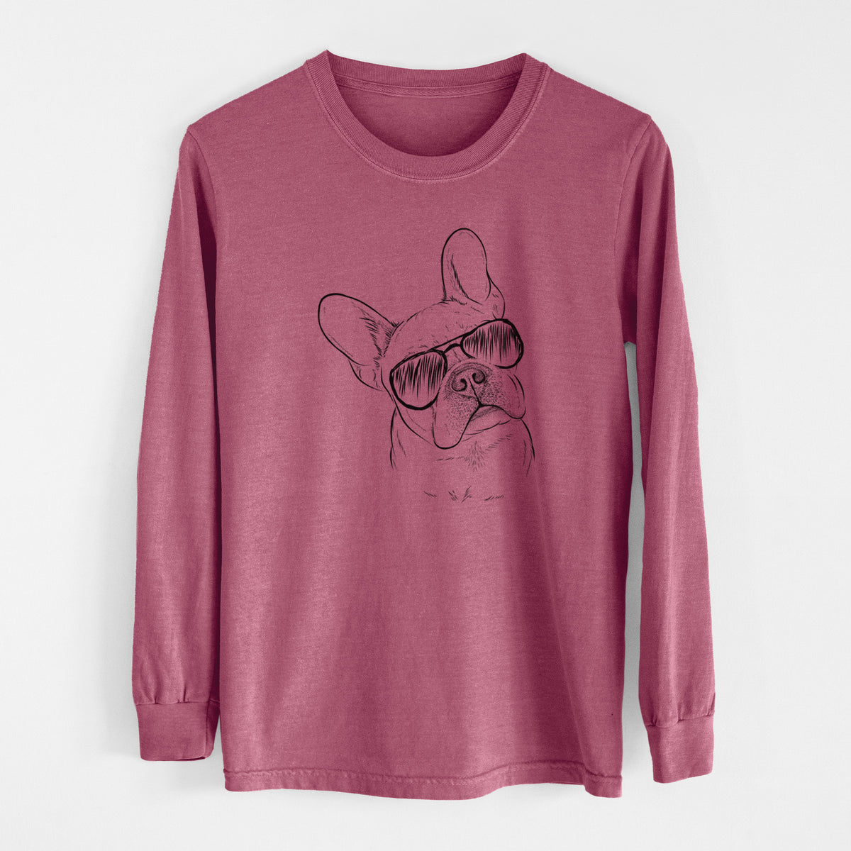 Aviator Loki the French Bulldog - Men's Heavyweight 100% Cotton Long Sleeve