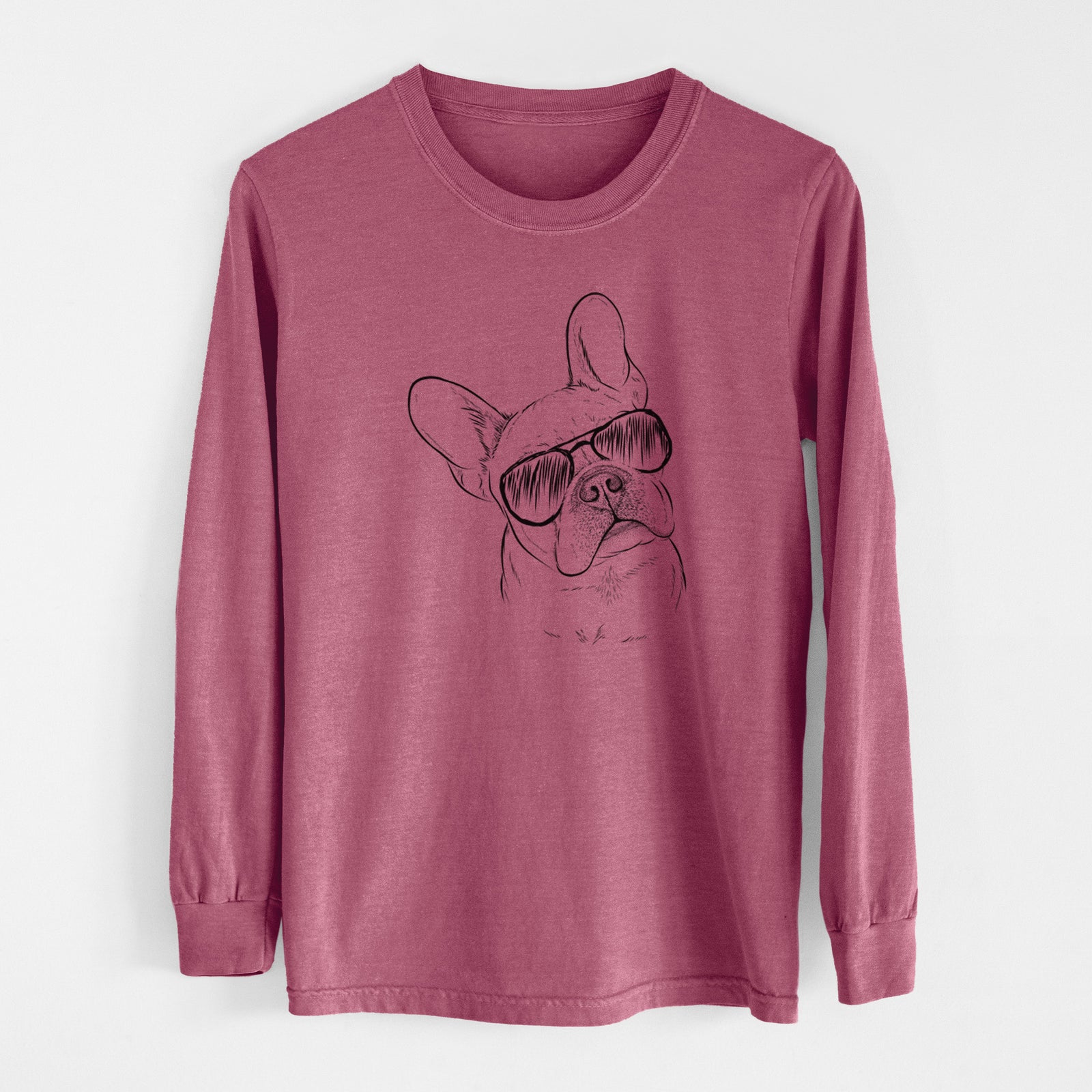 Aviator Loki the French Bulldog - Men's Heavyweight 100% Cotton Long Sleeve