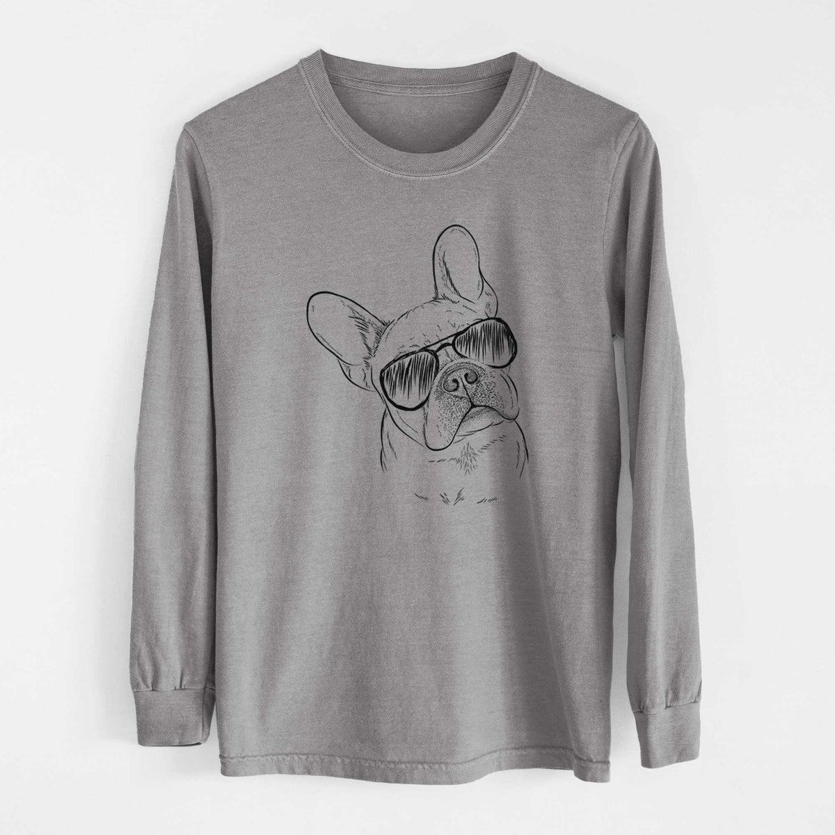 Aviator Loki the French Bulldog - Men's Heavyweight 100% Cotton Long Sleeve