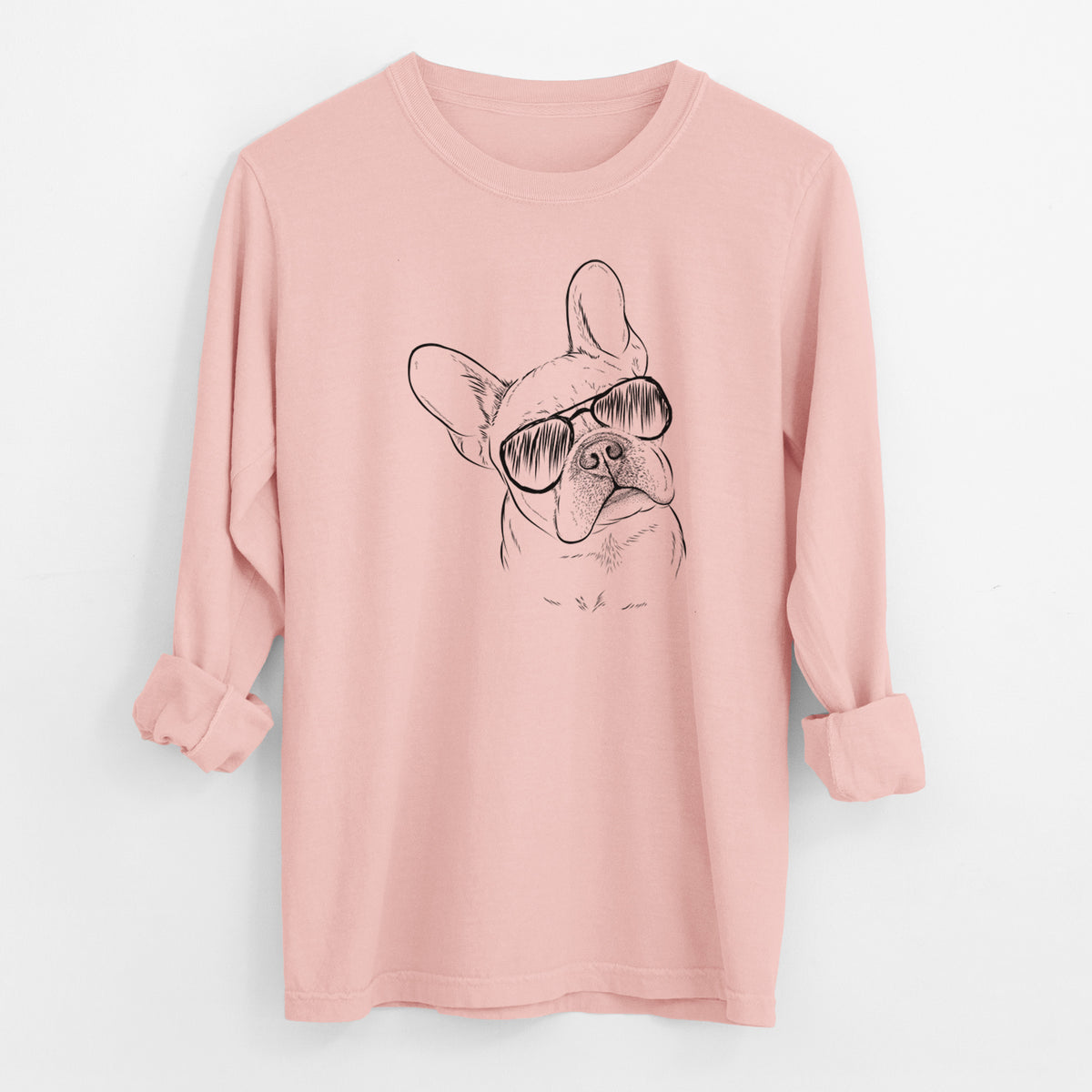 Aviator Loki the French Bulldog - Men's Heavyweight 100% Cotton Long Sleeve