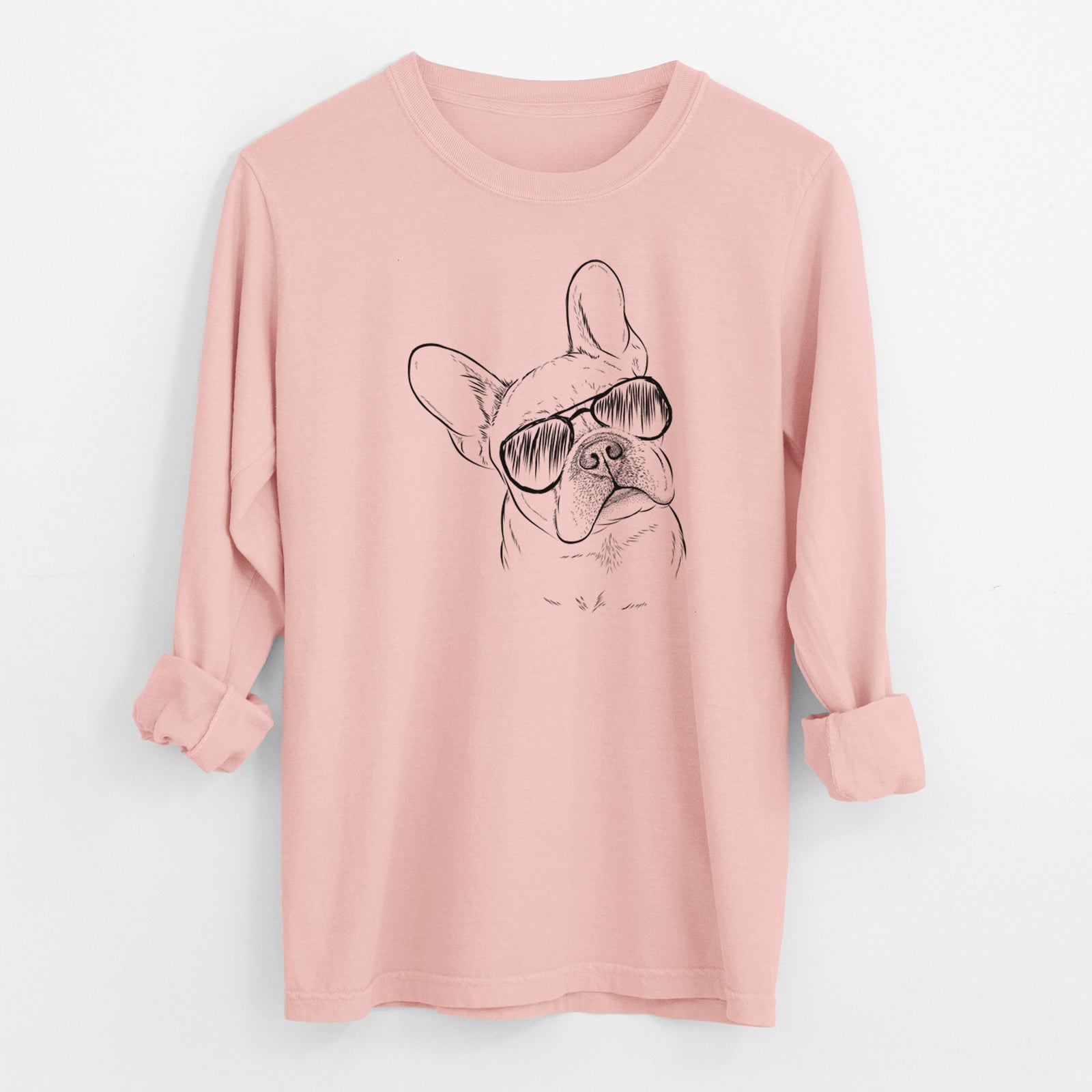 Aviator Loki the French Bulldog - Men's Heavyweight 100% Cotton Long Sleeve