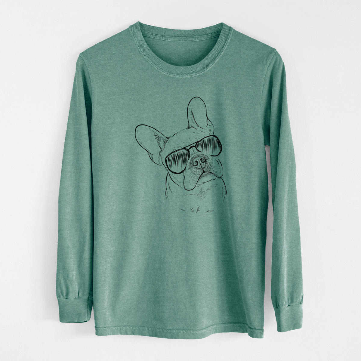 Aviator Loki the French Bulldog - Men's Heavyweight 100% Cotton Long Sleeve