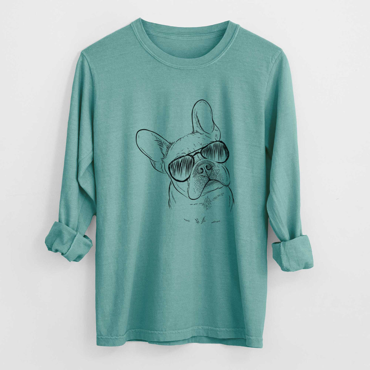 Aviator Loki the French Bulldog - Men's Heavyweight 100% Cotton Long Sleeve