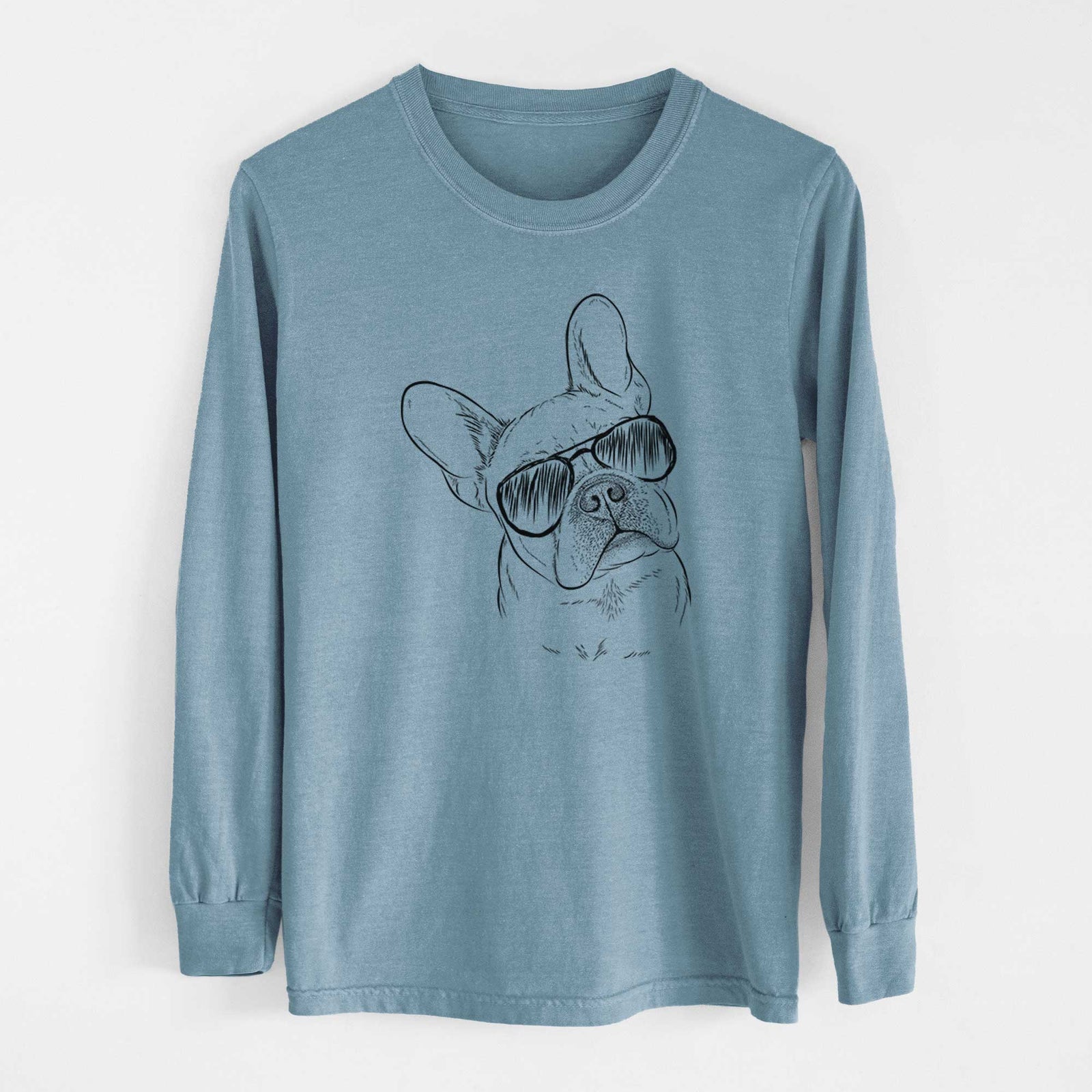 Aviator Loki the French Bulldog - Men's Heavyweight 100% Cotton Long Sleeve